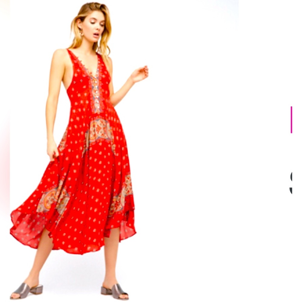 Stunning red boho slip dress